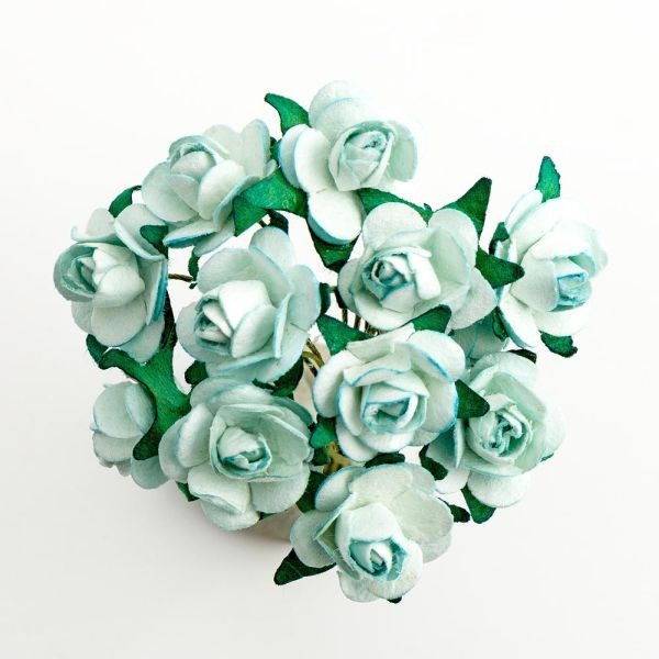 Paper Tea Rose Pale Blue  (12 Stems)