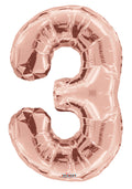 34"  Number Balloon - 3 - Rose Gold