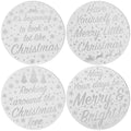Silver Glitter Xmas Candle Plates / Coasters - 20cm