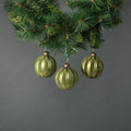 Kaia 8cm Glass Green Velvet Bauble (Set of 4)