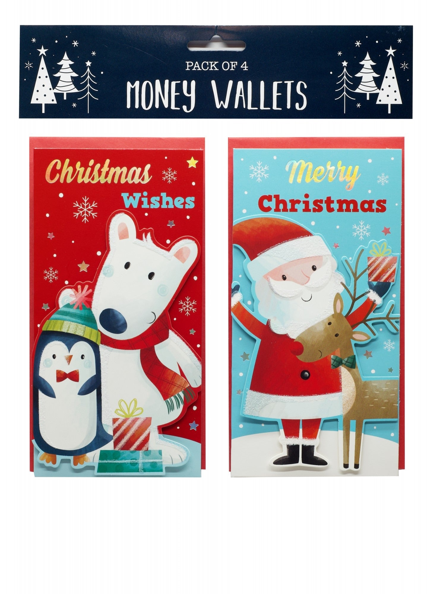 Money Wallets Santa &amp; Friends (4 Pack)