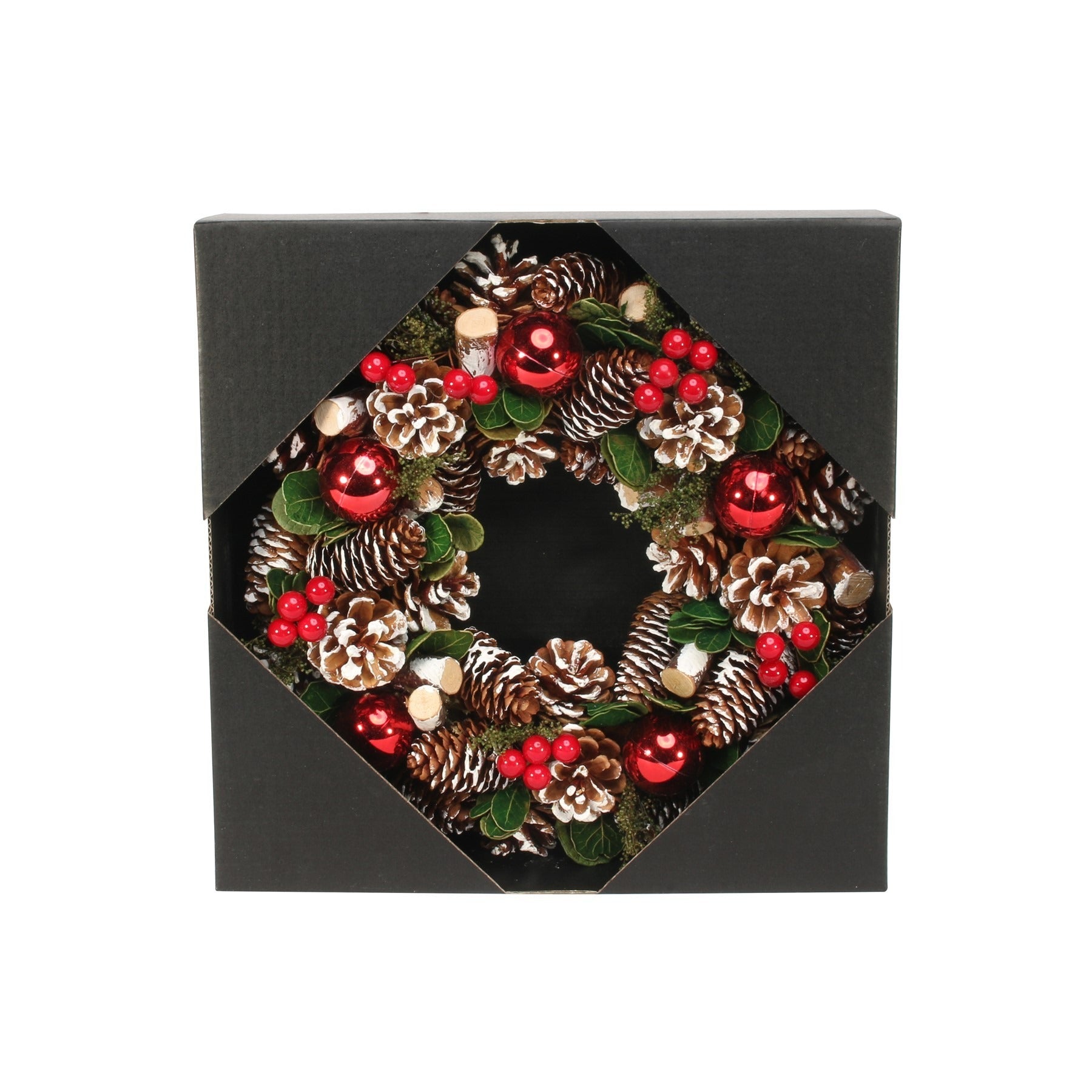 Red Bauble &amp; Berry Wreath (30cm)