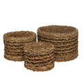 Set of 3 Round Natural Seagrass Baskets with Liner