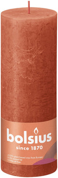 Earthy Orange Bolsius Rustic Shine Pillar Candle (190 x 68mm)