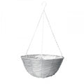 14 inch Faux Rattan Hanging Basket  Grey