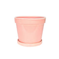 Pink Vintage Stoneware Painted Pot with Saucer (13cm x 11cm)