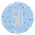 Blue and Silver Prismatic 50th Birthday Foil Balloon  (18 Inch)