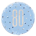Blue and Silver Prismatic 80th Birthday Foil Balloon (18 Inch)