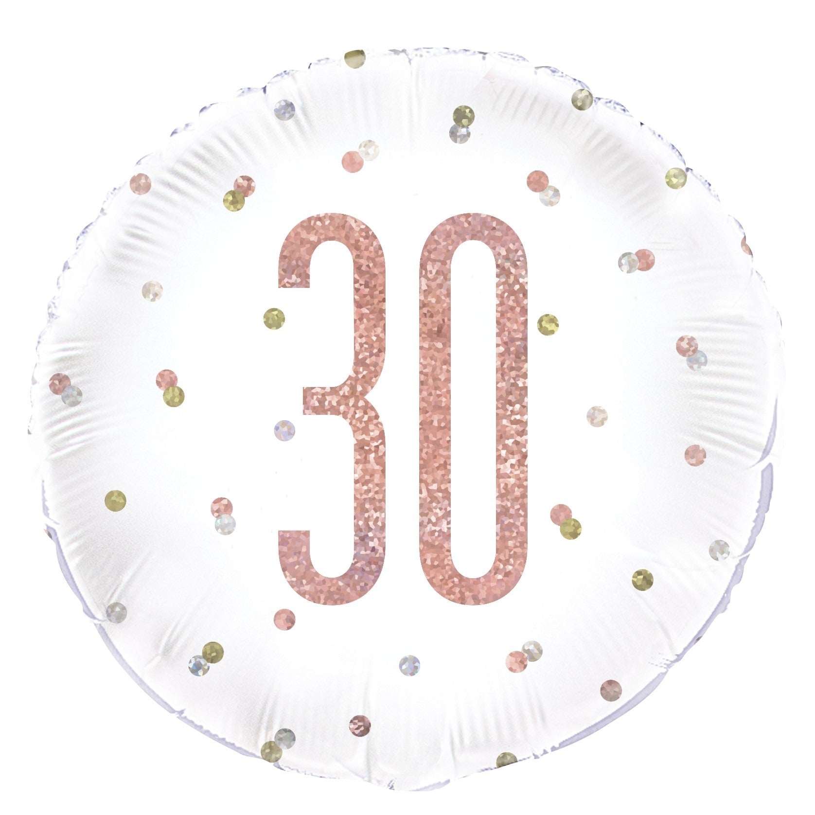 Rose Gold and White Prismatic 30th Foil Balloon (18 Inch)
