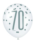 Assorted All Over Print Pink and Silver 70th Latex Balloon