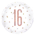 Rose Gold and White Prismatic 16th Foil Balloon (18 Inch)