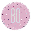Pink and Silver Prismatic 80th Birthday Foil Balloon (18 Inch)