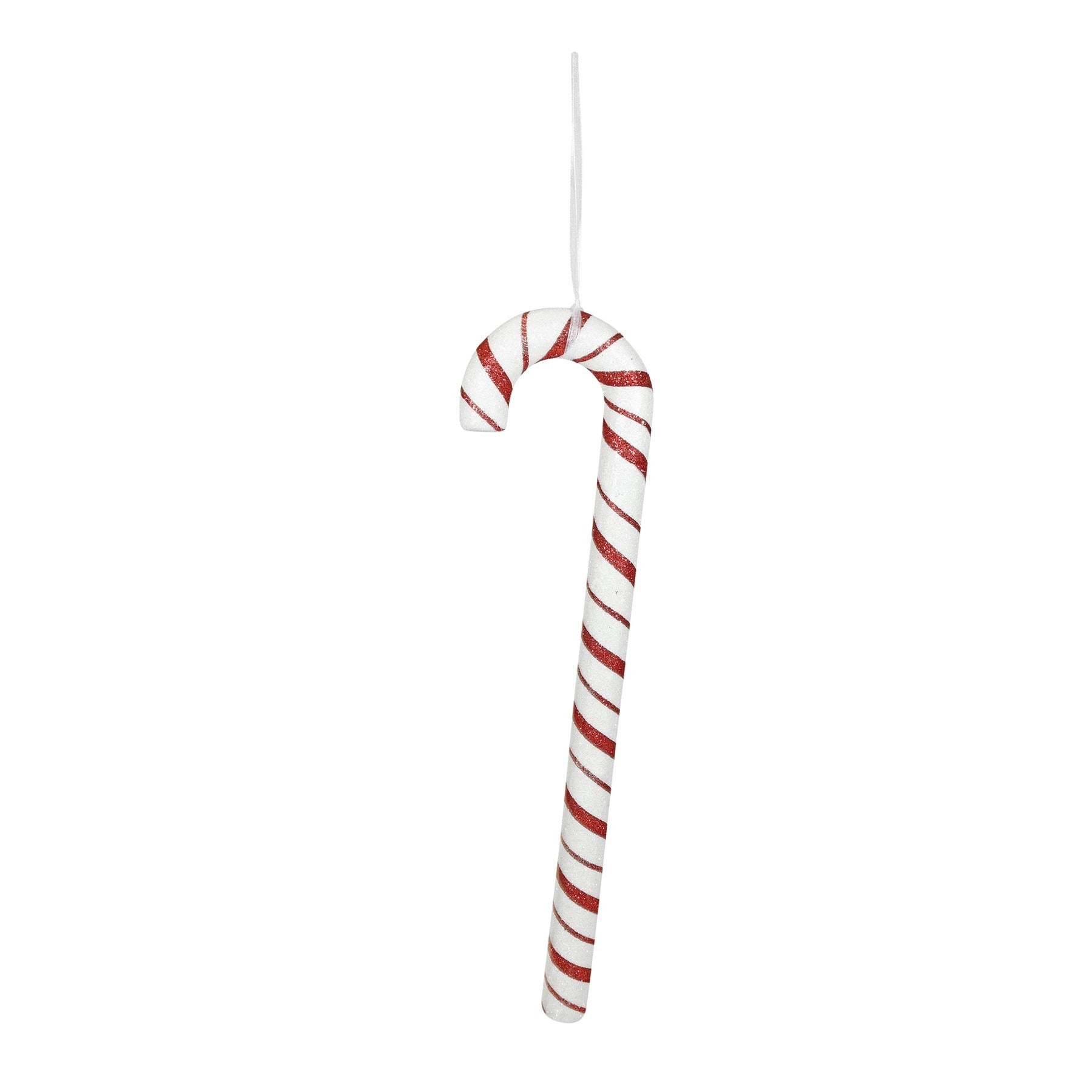 White &amp; Red Glitter Candy Cane Hanging Decoration (42cm)