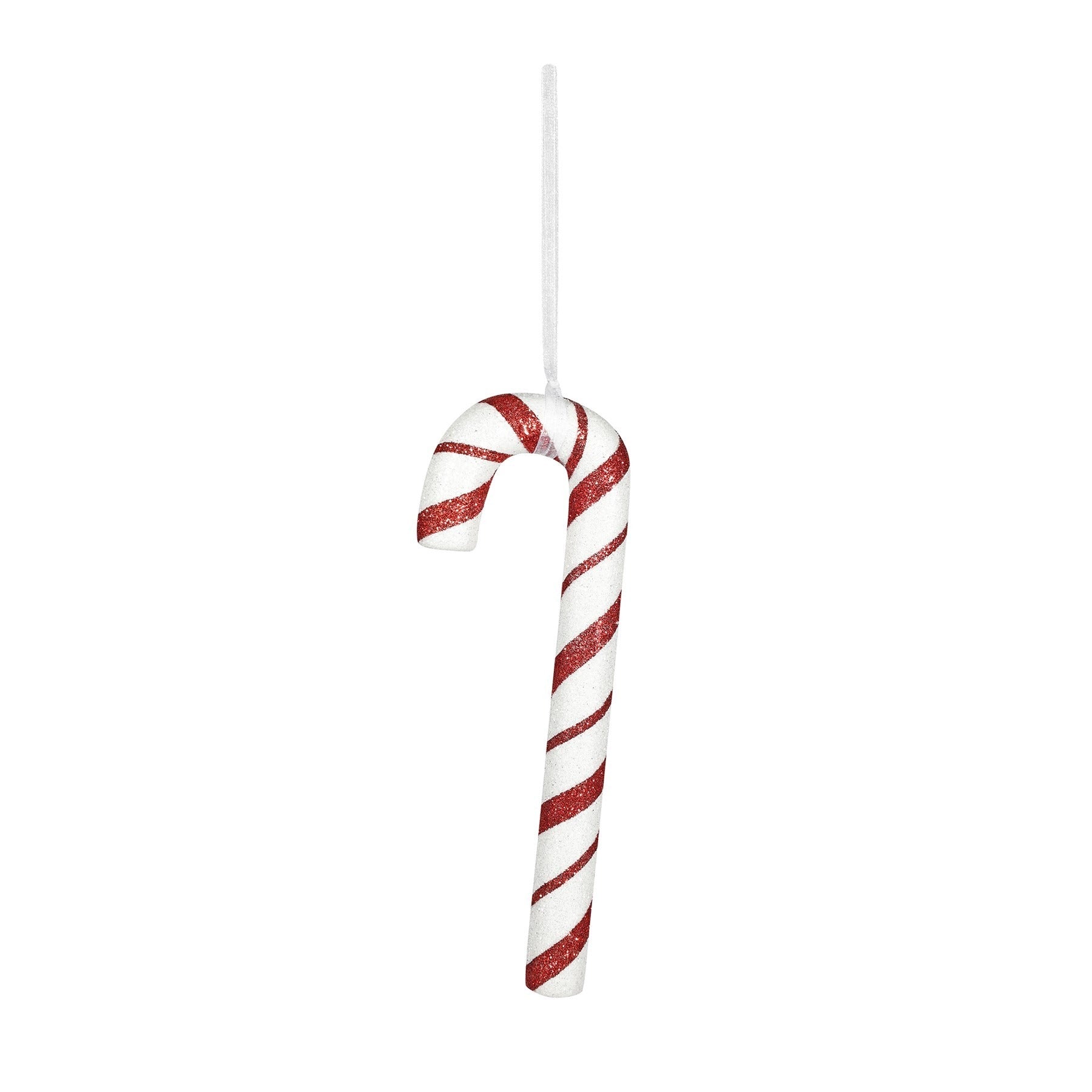 White &amp; Red Glitter Candy Cane Hanging Decoration (20cm)