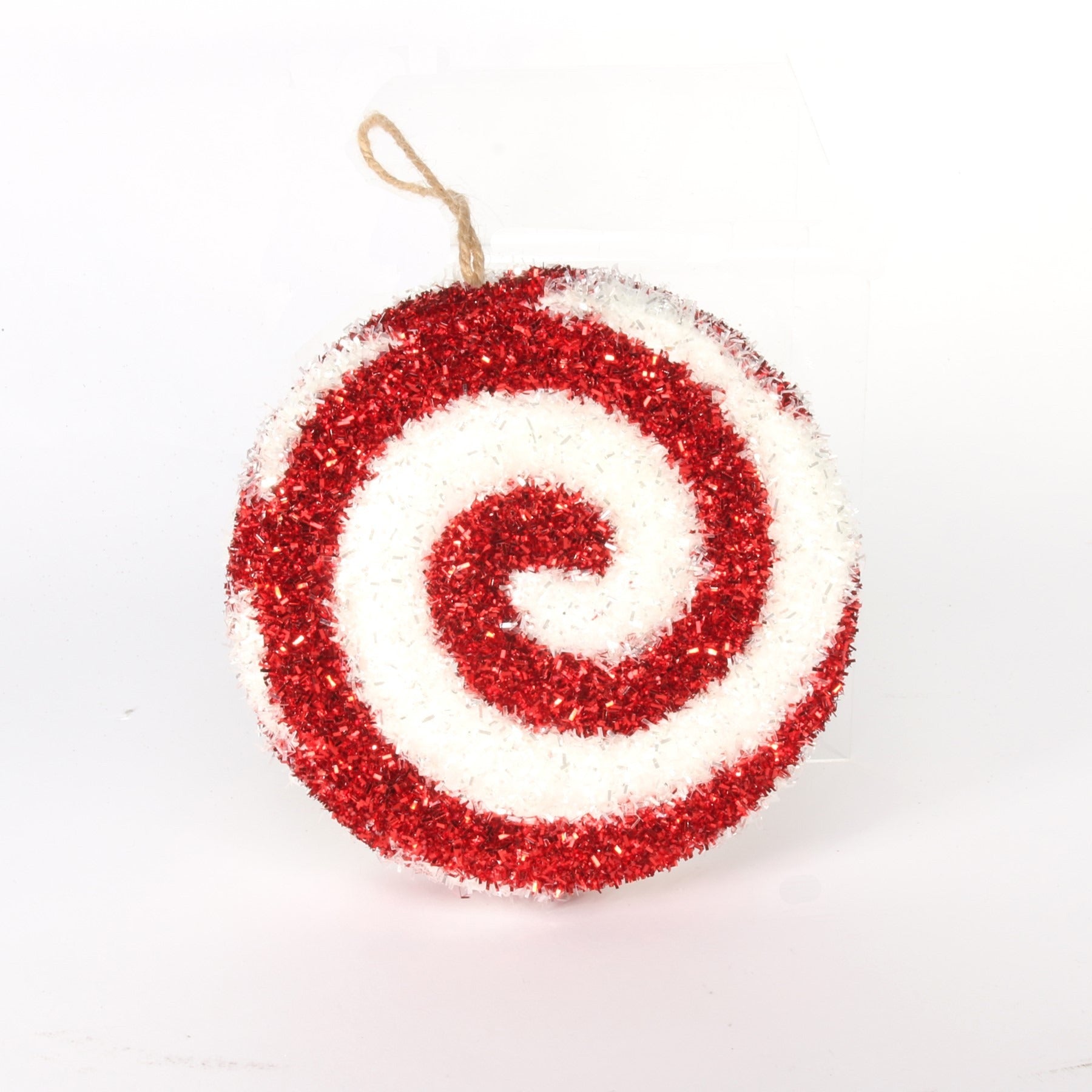 Red &amp; White Candyland Glitter Swirl Decoration (16cm)