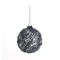 Midnight Blue Sequin Glass Bauble (80mm)