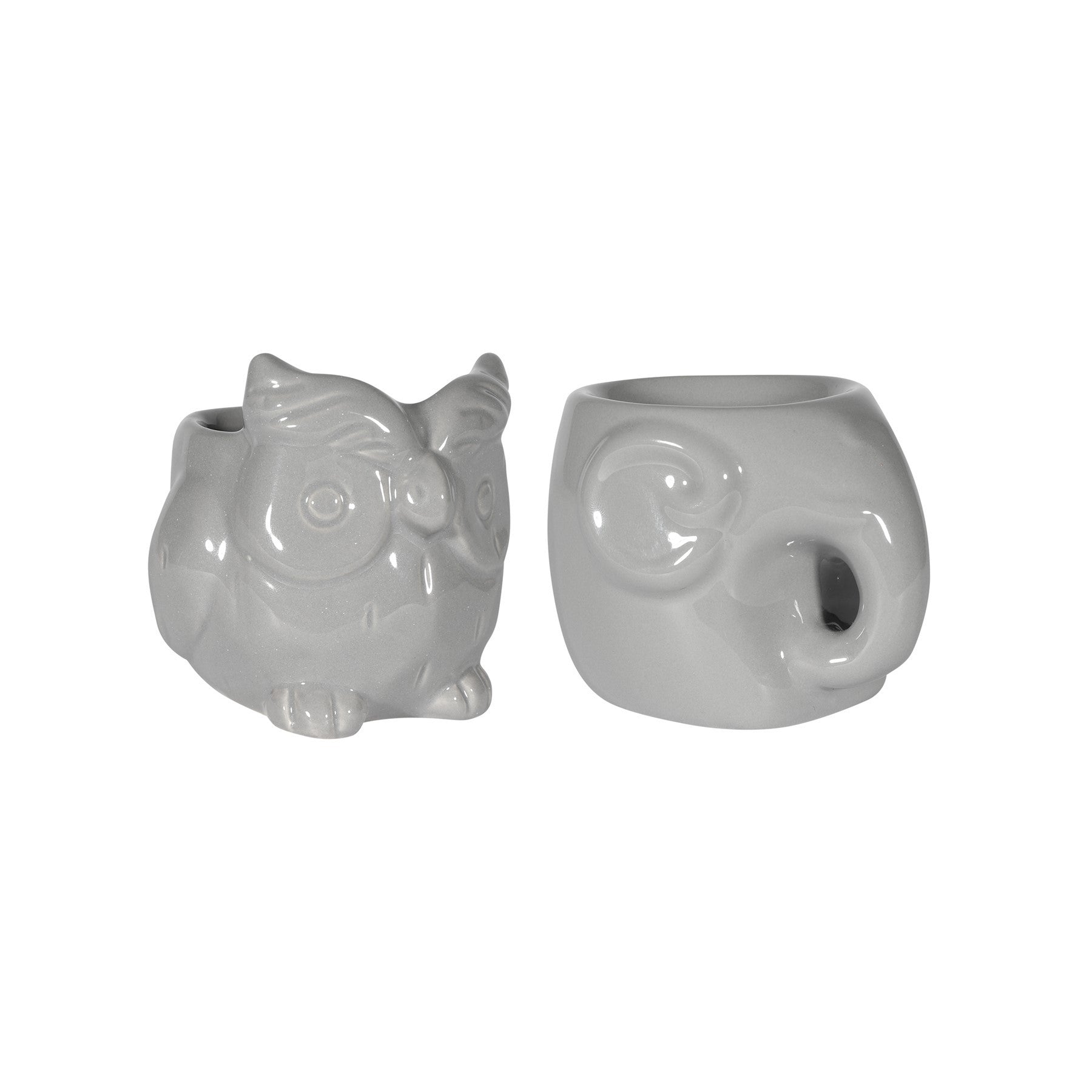 Tray of 12 Owl and Elephant Ceramic Pots