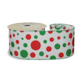 Satin Spotty Ribbon Red With Green Trim (63mm x 9m)