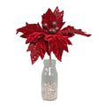 Medium Velvet Burgundy Poinsettia Pick