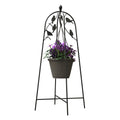 Black Perching Birds Metal Hanging Basket Stand (101.6cm H)