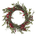 Red Berry &amp; Dark Green Leaf Wreath