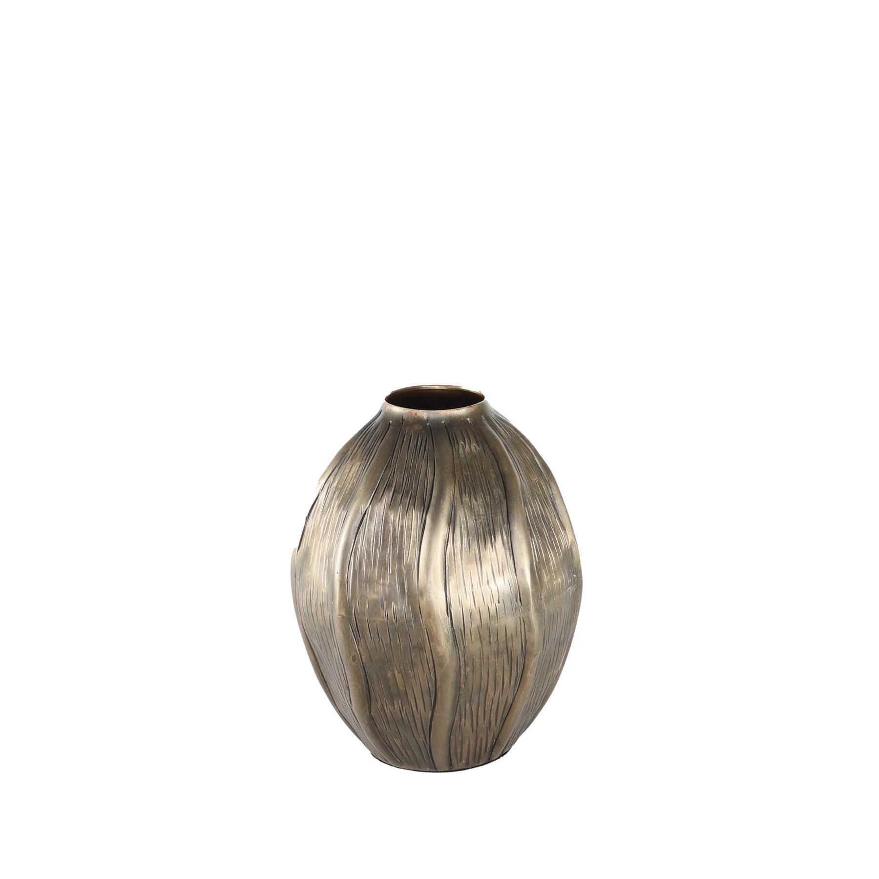 Antique Gold Eros Seed Metal Vase (19cm H)