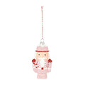 Pink Soldier with Candycane Hanging Decoration (12cm)