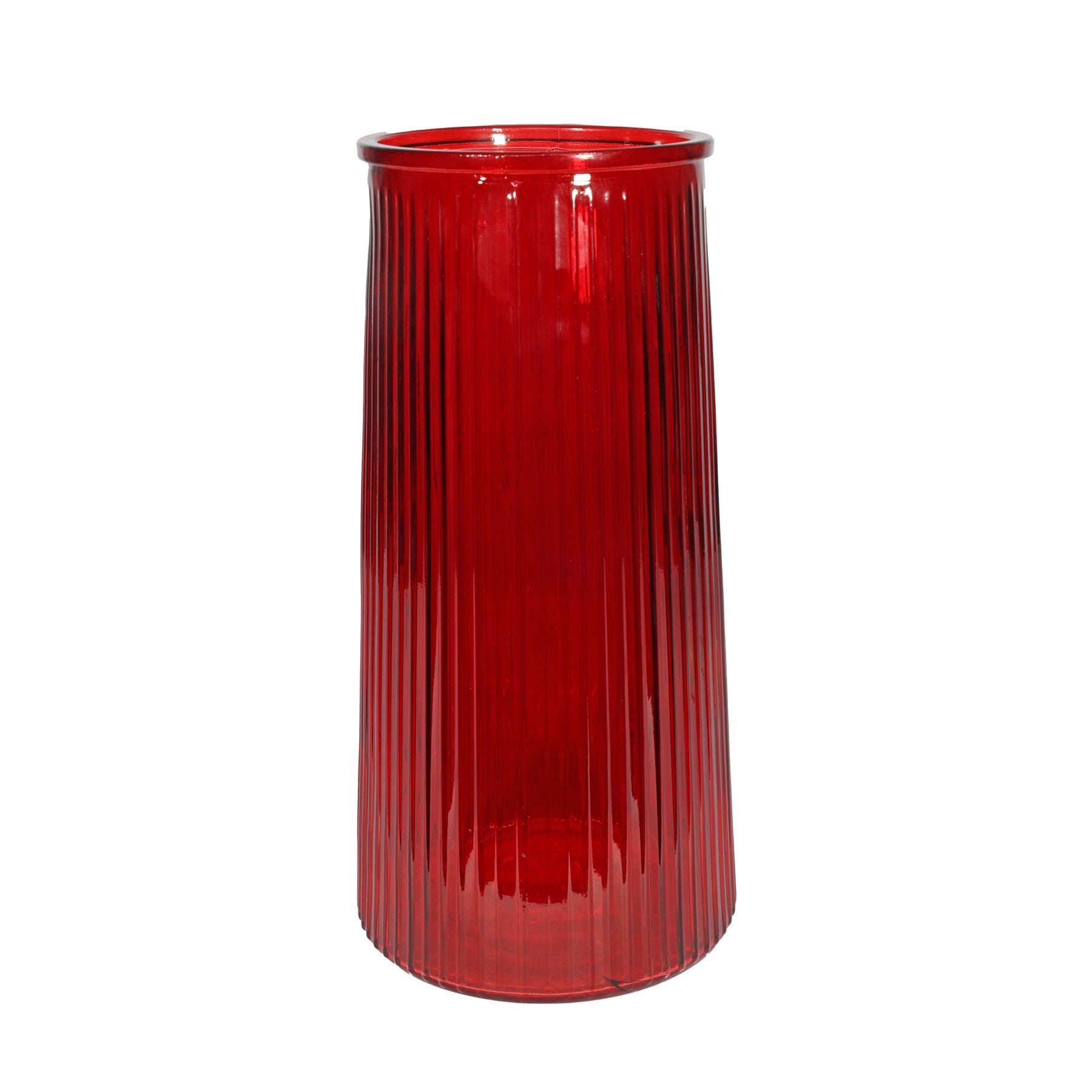 Red Tall Ribbed Graduated����Glass Vase (32cm)����