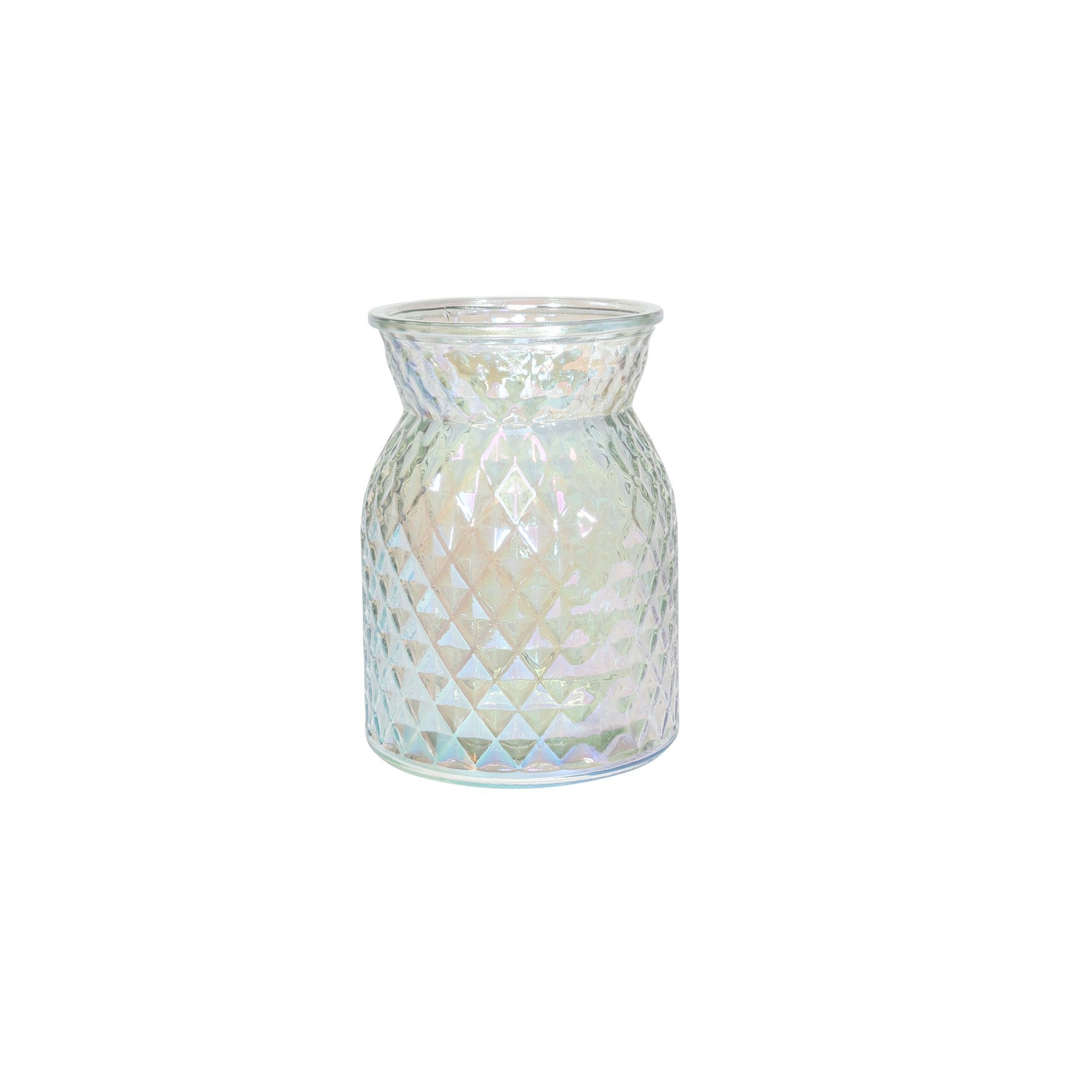 Meadow Flower Vase with Diamond Embossed Pattern &amp; Iridescent����Finish (16cm)