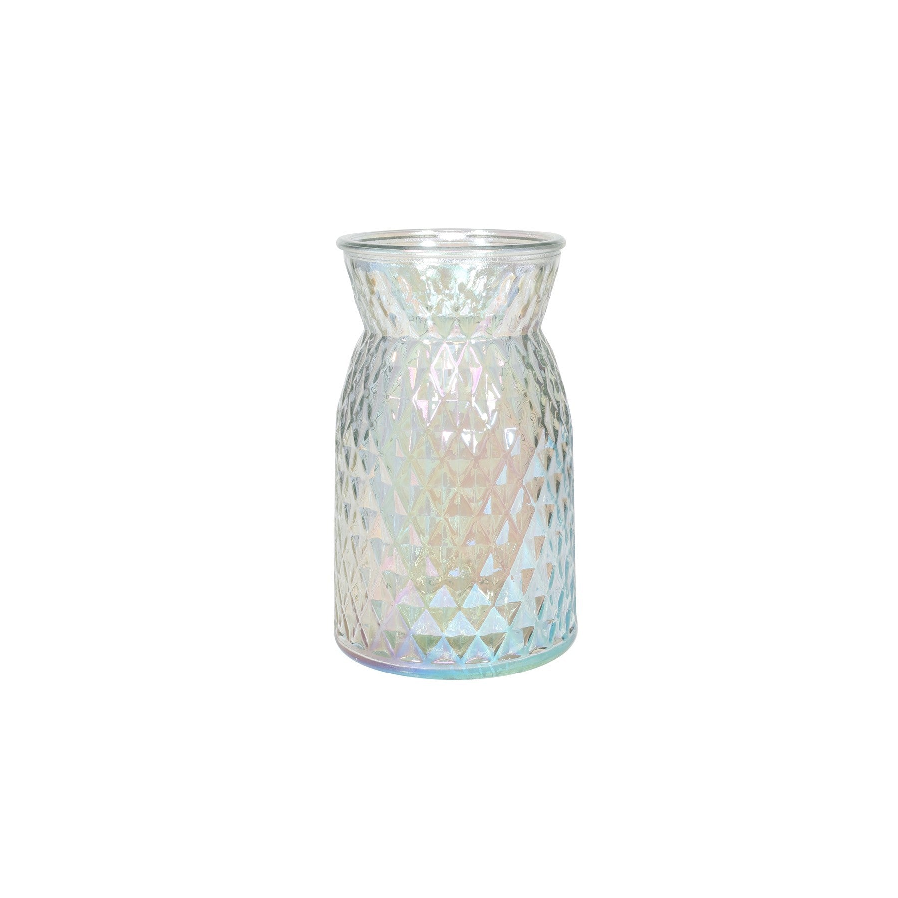 Meadow Flower Vase with Diamond Embossed Pattern &amp; Iridescent����Finish (18cm)