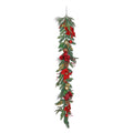 Red Poinsettia Garland with Baubles (180cm)