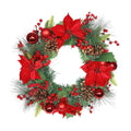 Red Poinsettia &amp; Bauble Wreath (50cm)