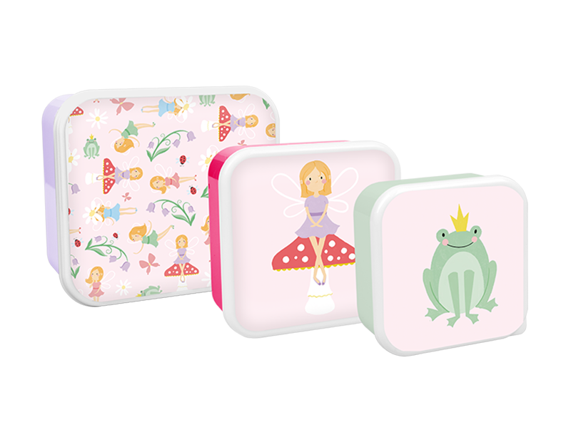 Pack of 3 Girls Printed Food Boxes (Princess &amp; Unicorns Assorted)