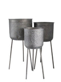 Grey Creation Legacy Zinc Planters on Stands (Set of 3)