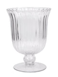 Clear Rochelle Fluted Stemmed Hurricane Glass Vase (21cm)