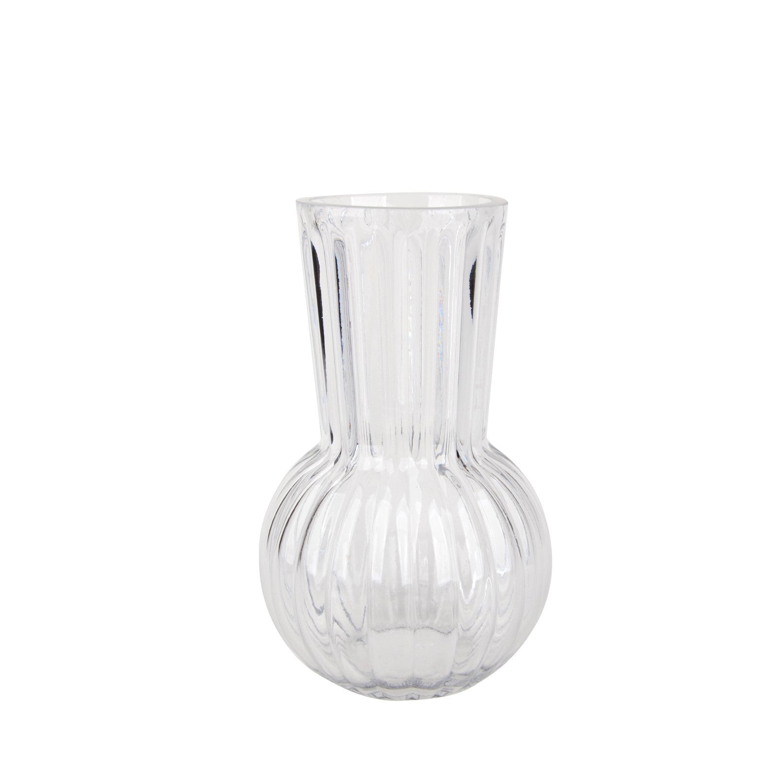 Clear Rochelle Fluted Vase with Onion Base (20cm)