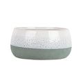 Hortus Green &amp; White Bordeaux Stoneware Pot (13.5cm H x 25.5cm Dia)