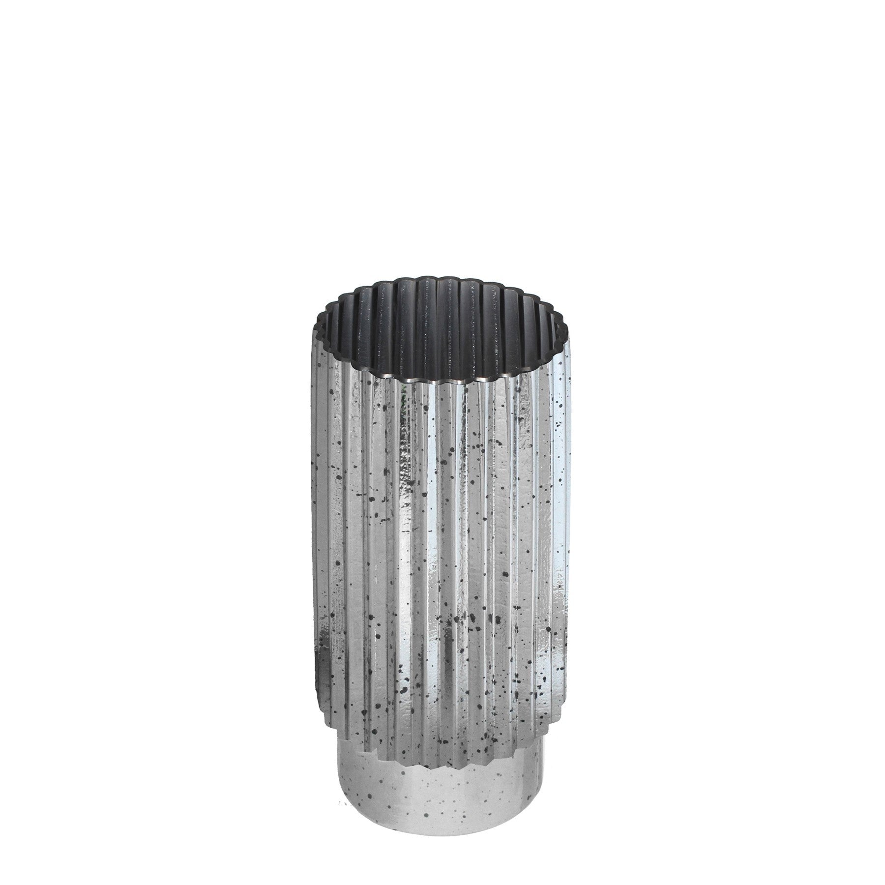 Silver Tonal Ribbed Cylinder Vase����(30cm)