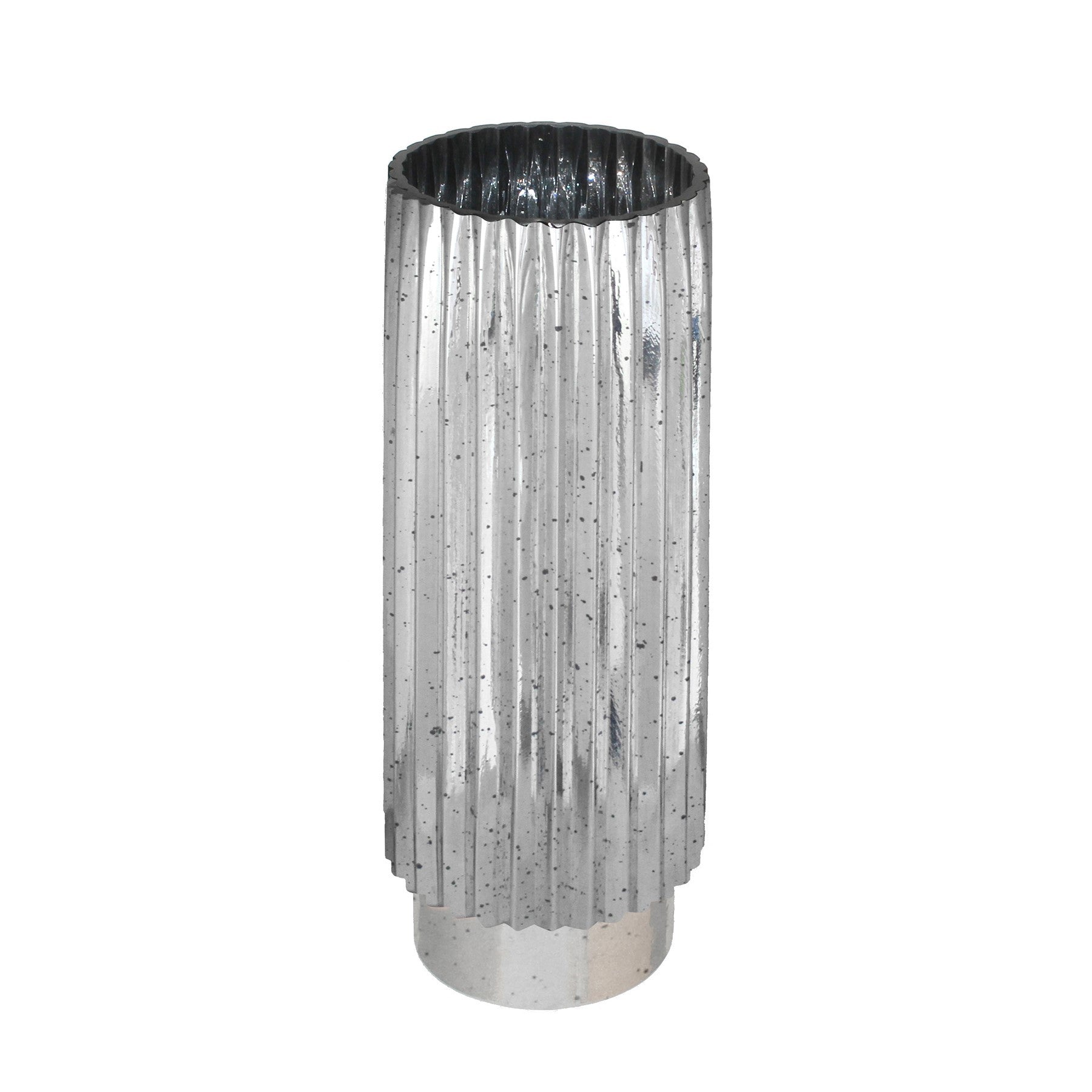 Silver Tonal Ribbed Cylinder Vase����(40cm)