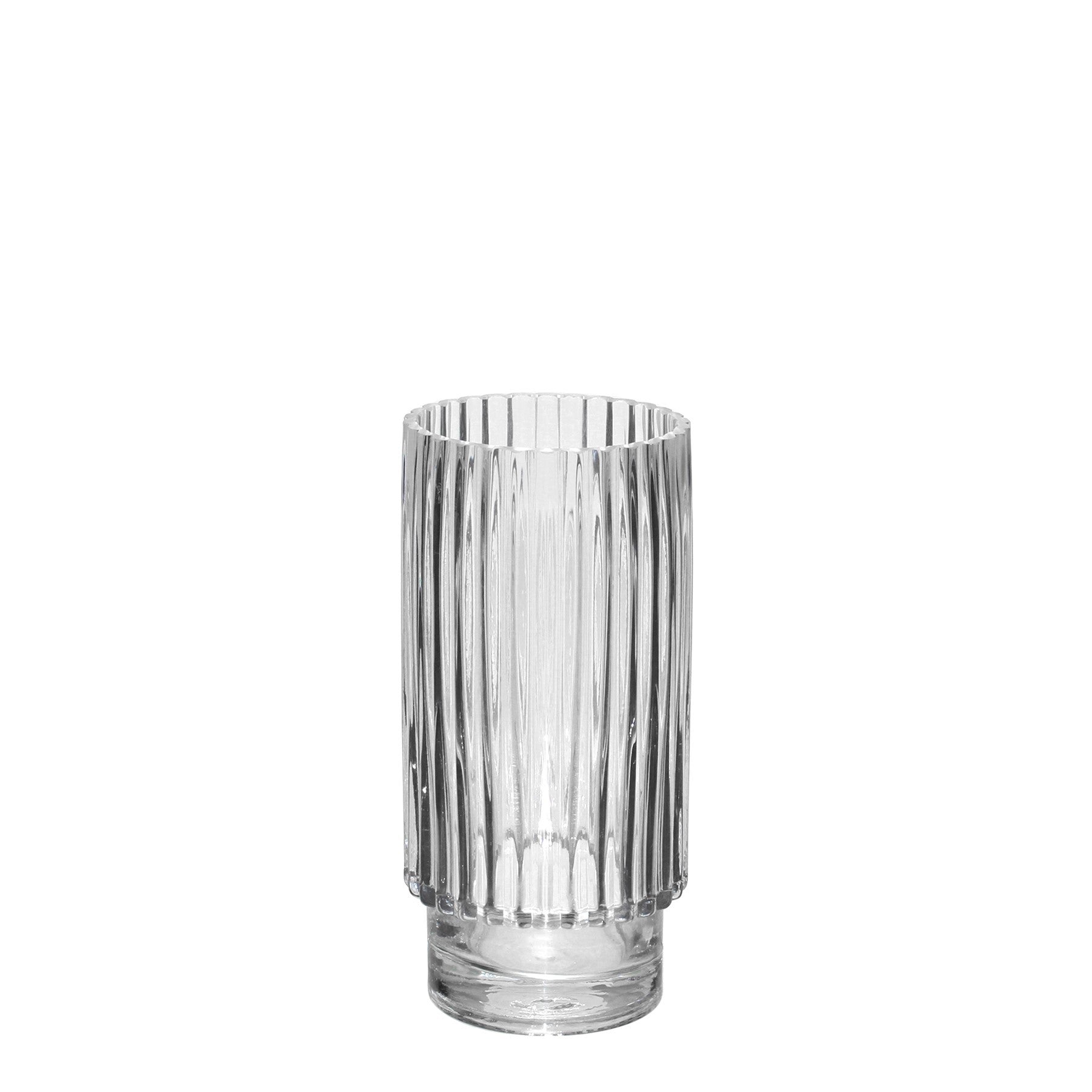Clear Vase Wide Ribbed (20cm x 9.5cm)