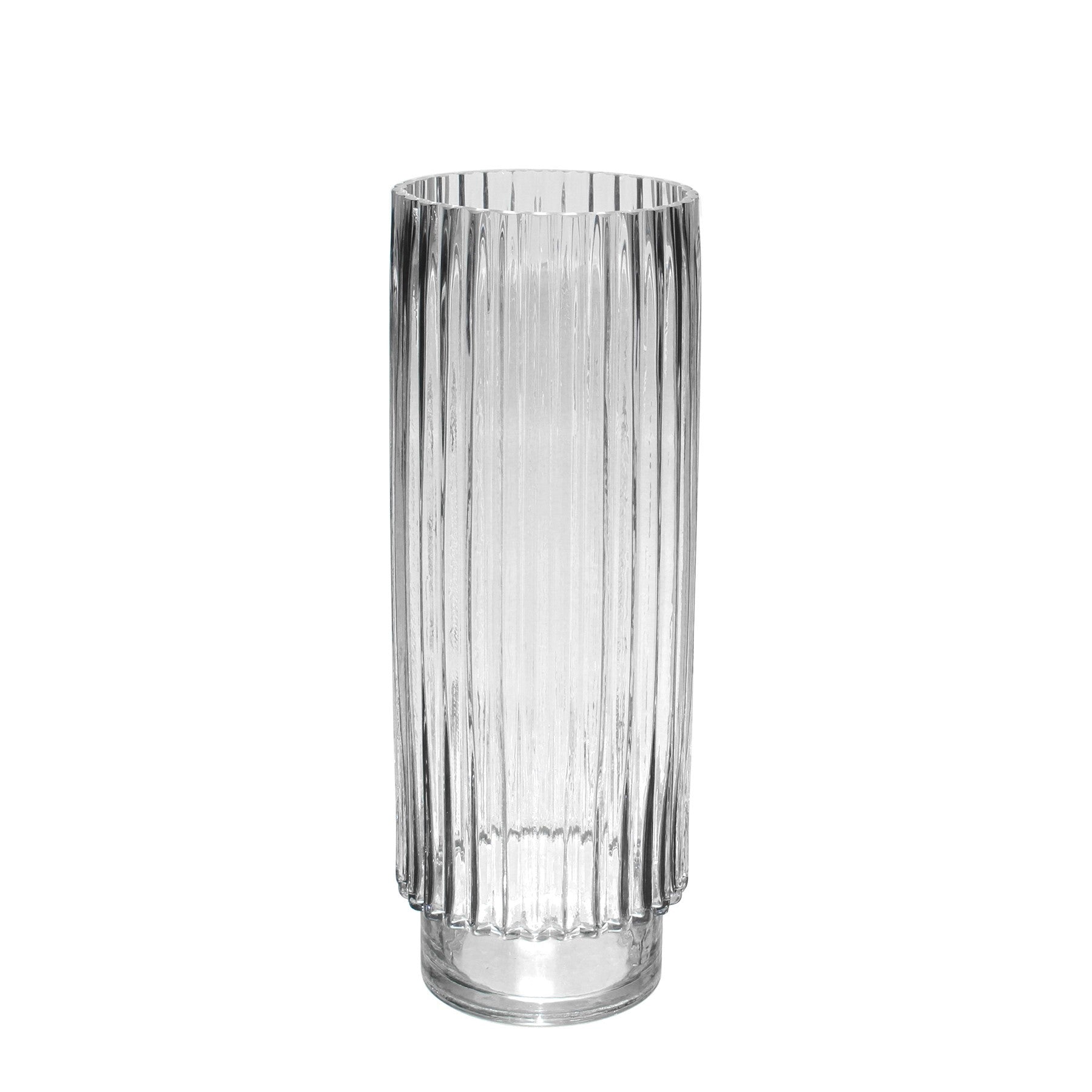 Clear Wide Ribbed Glass Vase (40cm)