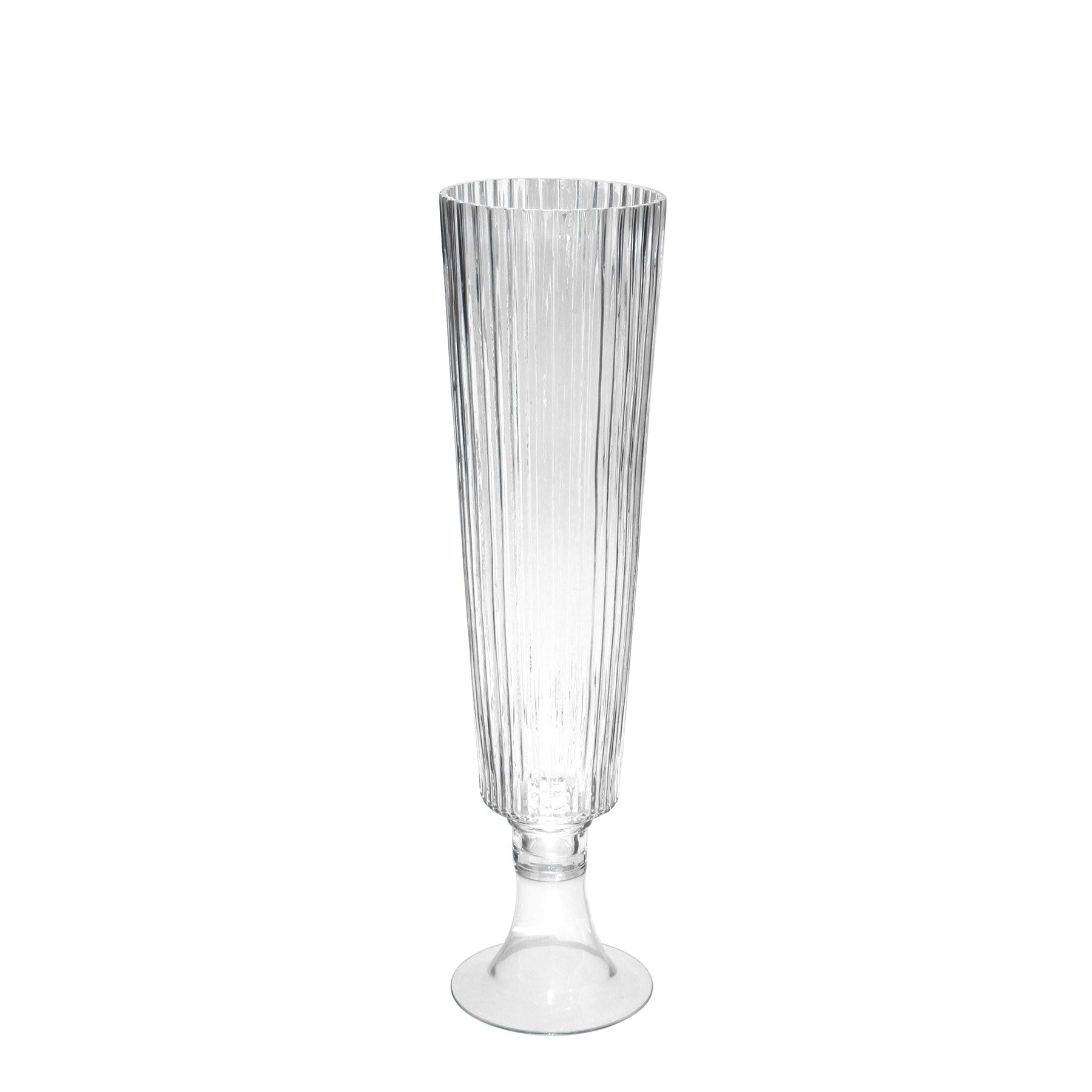 Clear Tall Ribbed Fluted Glass Vase (65cm)