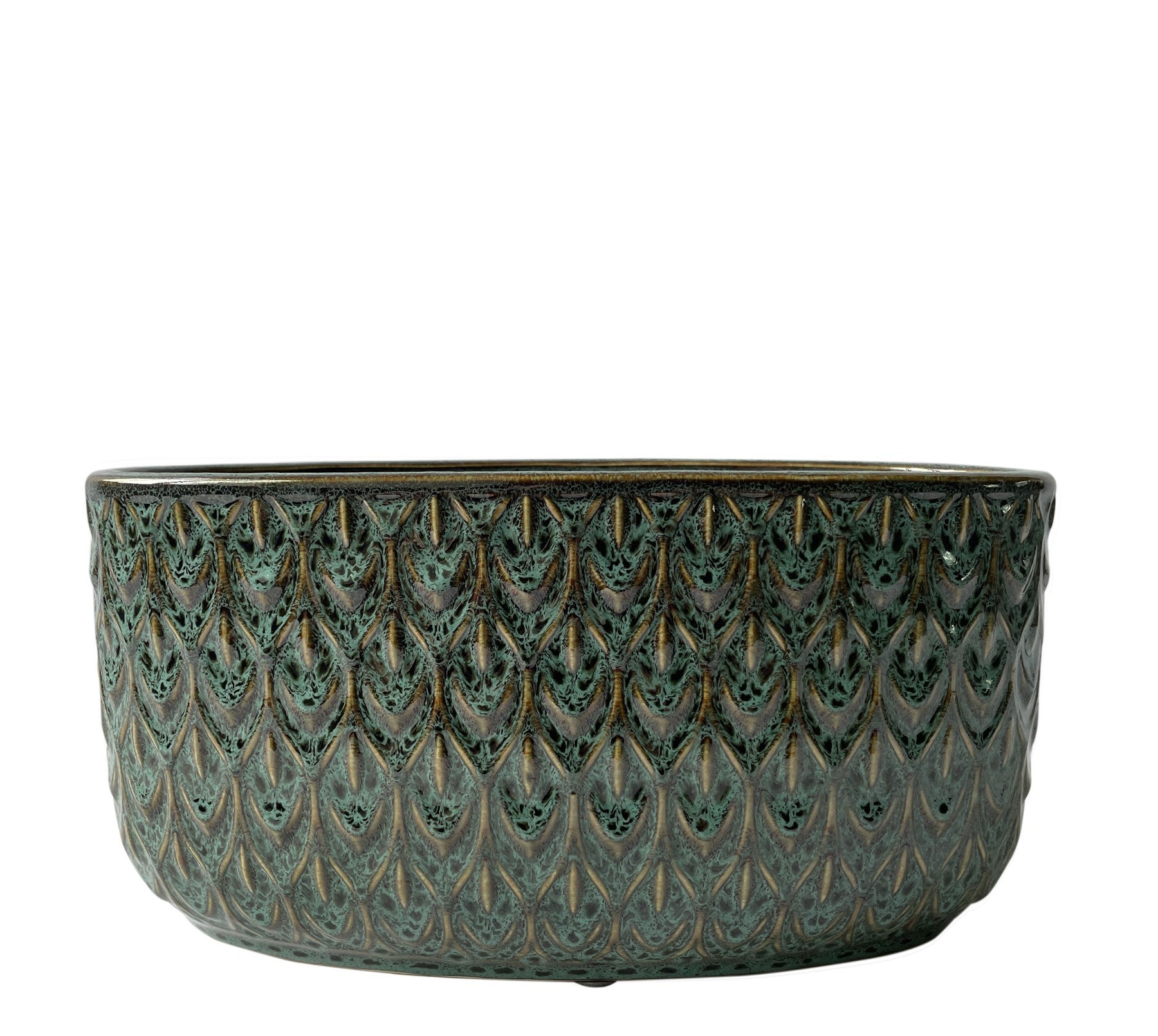 Hortus Nazare Olive Green Pot (13.5cm H x 12cm W x 27cm L)