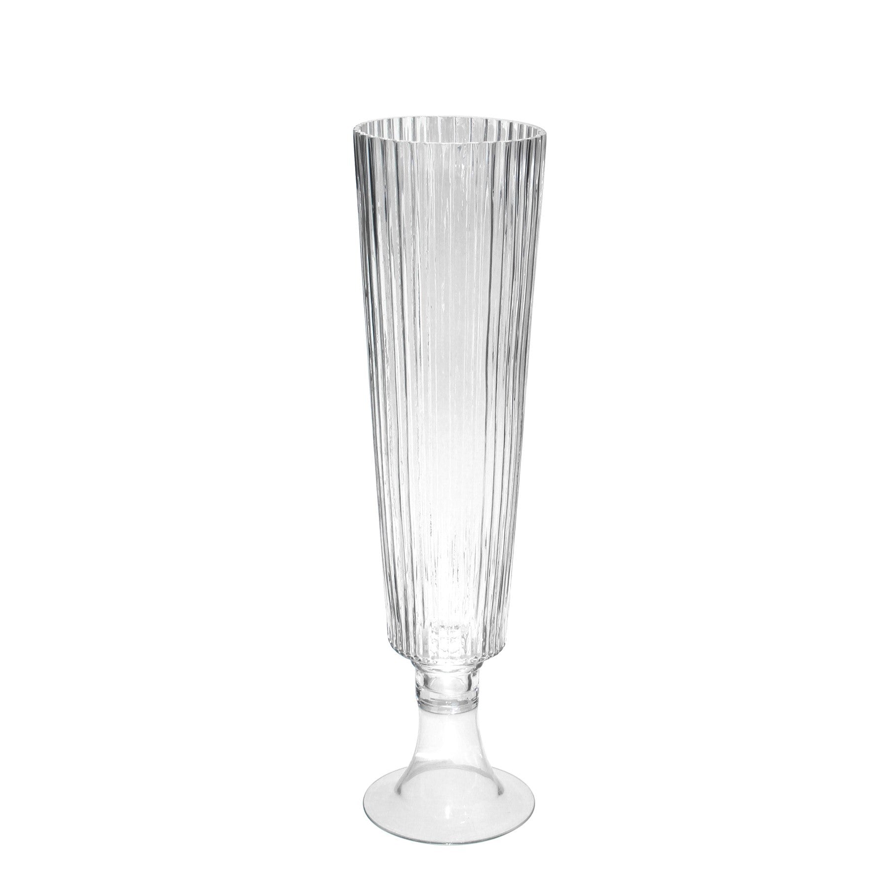 Clear Tall Ribbed Fluted Glass Vase (56cm)