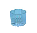 Blue Harrison Ribbed Glass Tealight Holder (4.5cm)
