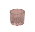 Pink Ribbed Glass Tealight Holder (4.5cm)