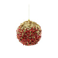Sequin Encrusted Hanging Decoration - Red &amp; Gold (12cm)