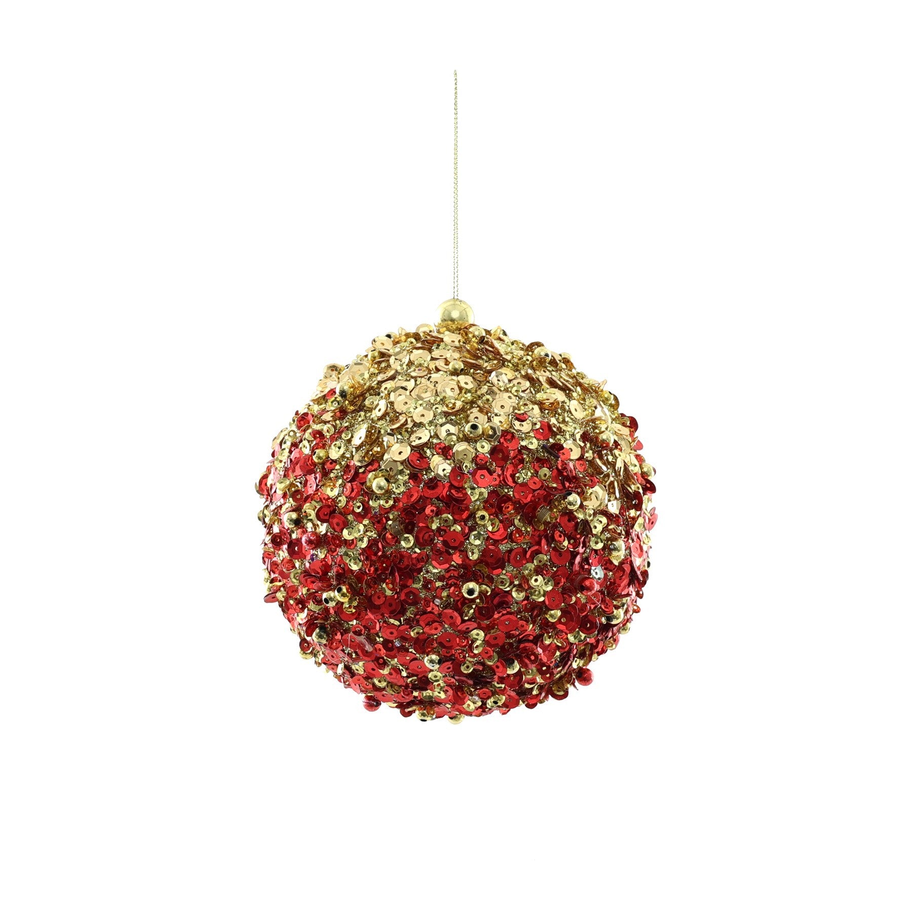 Sequin Encrusted Hanging Decoration - Red &amp; Gold (12cm)