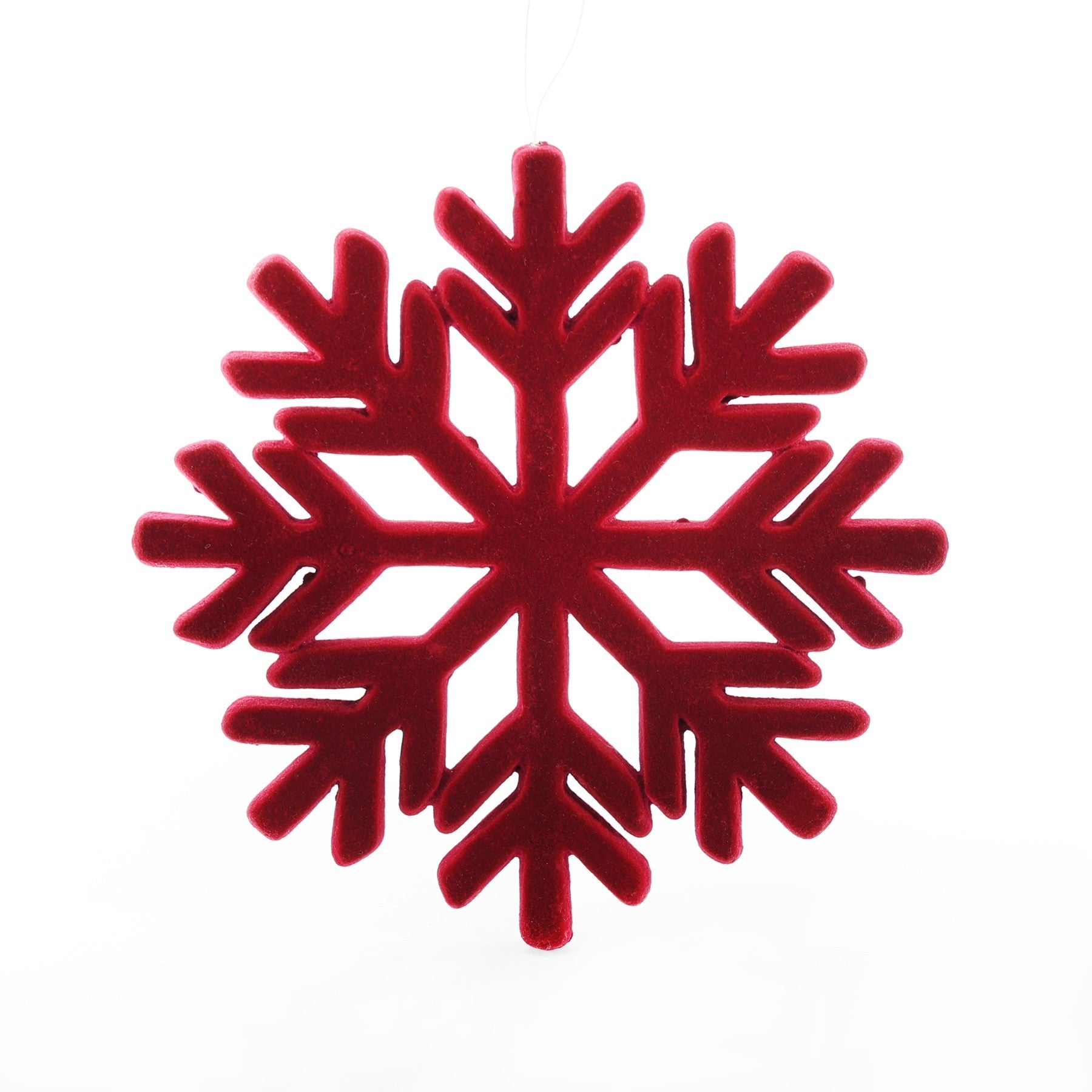 Flocked Snowflake Hanging Decoration - Burgundy  (22cm)