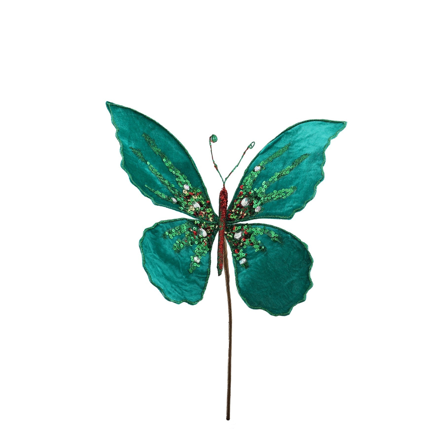 Green / Gold Velvet Butterfly Pick